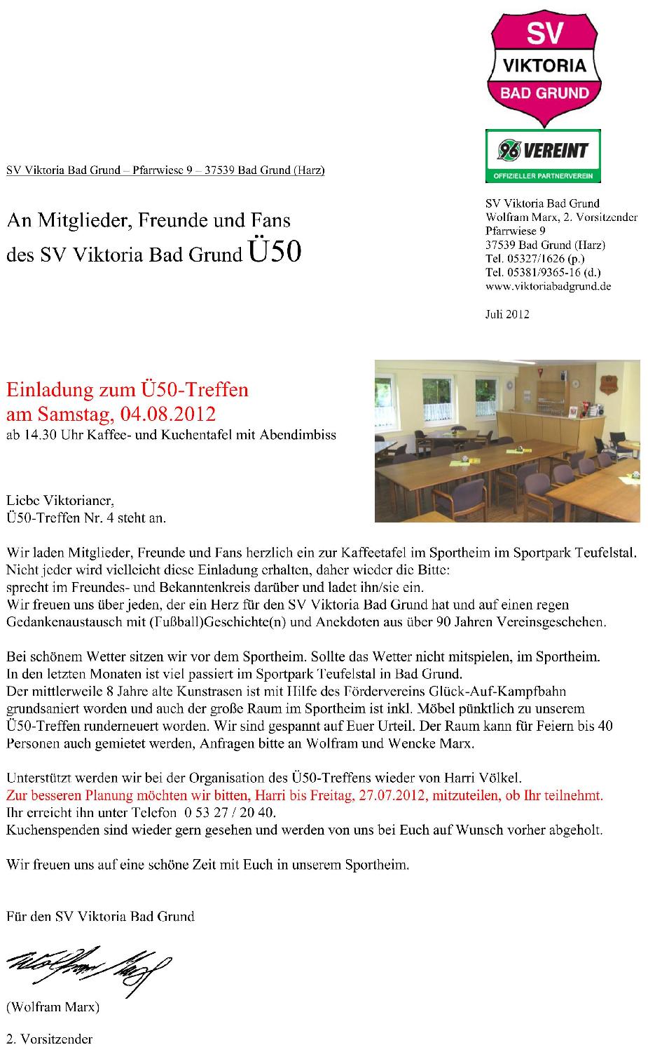 Einladung zum &Uuml;50-Treffen am 04.08.2012